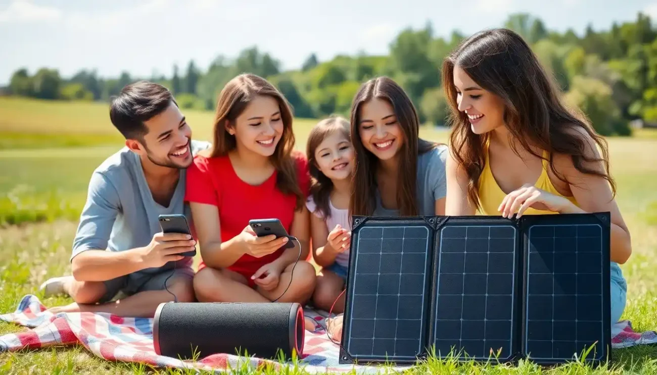 Painel Solar Portátil para Carregar Eletrônicos