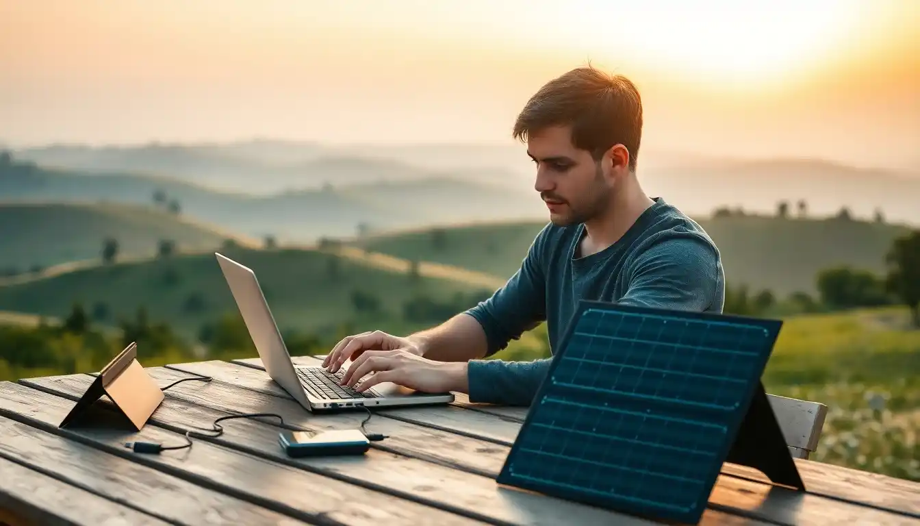 Painel Solar Portátil para Carregar Eletrônicos